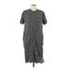 Lucky Brand Casual Dress - Shirtdress High Neck Short sleeves: Gray Dresses - Women's Size Large