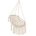 Costway Hanging Hammock Chair with Soft Seat Cushions and Sturdy Rope Chain-Beige