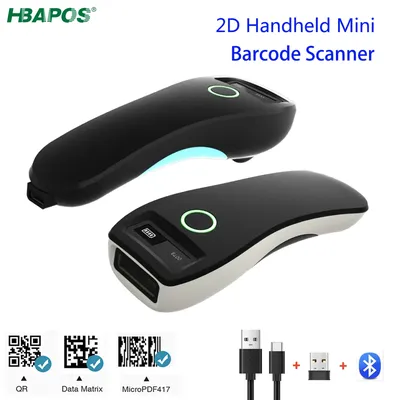 Scanner de codes-barres HBA-W6 sans fil Bluetooth 1D/OJ CMOS Scanner USB Mini lecteur QR de poche