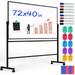 TOWON Double-Sided Mobile Whiteboard - 72 x40 Extra Large Height Adjustable Magnetic Dry Erase Board on Wheels 360Â° Rolling Office White Board Pizarra - Black