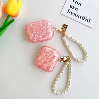 Für Airpods 2 Fall Airpod 3rd Rosa Leopard Liebe Kette Fällen für Apple Airpods Pro Kopfhörer Schutzhülle Soft Shell fundas Image