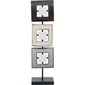 Modernist Home Floating Squares Sculpture Metal Table Top Art Artisan Crafted White Insets Mounted Upon Black Gallery Base 21.25 Inches Tall