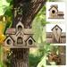 Hxoliqit Bird House Bird House For Outside Hummingbird House With 6 Hole Bluebirds Finchs Hanging Big Birdhouse Nesting Box Birdhouse For Backyard/Courtyard/Patio Decor(Yellow)