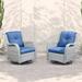 Pocassy Outdoor Wicker Glider Swivel Club Chairs (Set of 2) Blue