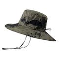 Ogiraw Bucket Hat Men Mountaineering Fishing Camouflage Hood Rope Outdoor Shade Foldable Casual Breathable Bucket Hat Hats for Men Khaki One Size