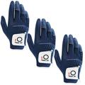 FINGER TEN Golf Gloves Men Left Hand Rain Grip Glove for Right Handed Golfer Value 3 Pack All Weather Durable Grip Size Small Medium Large XL White Black Blue