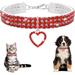 Pet Collar with Rhinestones Adjustable 3 Rows Crystal Diamond Cat Dog Collar Elastic Pet Necklace Pendant for Wedding Small Pet Necklace Jewelry (Red)