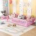 Twin Size Bed Floor Bed with Safety Guardrails and Door for Kids,Low Profile Design,Superior Quality Crafted