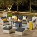 HOOOWOOO Outdoor 6-piece PE Wicker Conversation Patio Set with Fire Pit Table