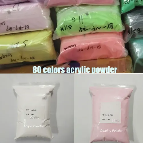 1kg Nude Nagel Acryl Pulver, 80 farbe Kristall Pulver Verlängerung/Dip/Gravur Nagel Acryl Pulver Refil Weiß Klar Großhandel FD