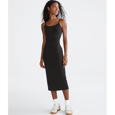 Aeropostale Womens' Solid Scoop-Neck Bodycon Midi Dress - Black - Size XXL - Polyester