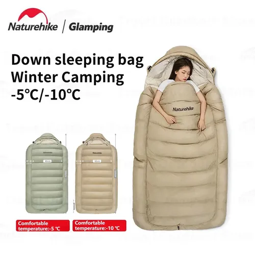 Naturehike Winter Warme Schlafsack Camping Reise 90% Ente Unten Schlafsack mit Hut Wasserdicht Umschlag Schlafsack