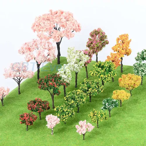 /5pcs Miniatur Simulation Blumen Dekor Zubehör Baum Modelle Garten Park Zug Eisenbahn Bauernhof Landschaft Landschaft Dekor