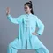 Tai Chi Kleidung Frauen Wushu Kleidung Kung Fu Wettbewerb Kleidung Kampfkunst Uniform Falten Kostenloser Hand Gemalt 2022 Cyan