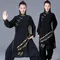 Tai Chi Kleidung Frauen Wushu Kleidung Kung Fu Wettbewerb Kleidung Kampfkunst Uniform Falten Kostenloser Hand Gemalt 2022 Schwarz