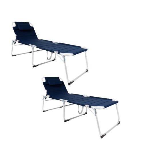 Lex 2er-Set XXL Aluminium Gartenliege Sonnenliege gepolstert Kopfkissen 2 m klappbar Image