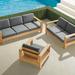Boretto 3-pc. Teak Sofa Set - Sofa Set with Two Lounge Chairs, Vista Boucle Alabaster, Vista Boucle Alabaster - Frontgate