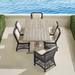 Hampton 7-pc. Dining Set in Black Walnut Finish - Linen Flax with Logic Bone Piping - Frontgate