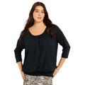 Plus Size Women's Shirred Scoopneck Top by June+Vie in Black (Size 30/32)