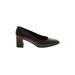 Stuart Weitzman Heels: Slip-on Chunky Heel Cocktail Party Brown Solid Shoes - Women's Size 6 1/2 - Almond Toe