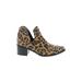 Blondo Ankle Boots: Slip-on Chunky Heel Casual Brown Leopard Print Shoes - Women's Size 9 - Almond Toe