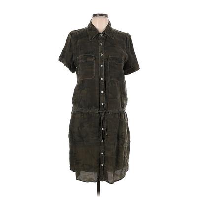 Guess Casual Dress - Shirtdress Collared Short Sleeve: Brown Camo Dresses - Women's Size Large