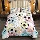 Kids Football Duvet Insert/Quilt Sports Bedding Set for Child Boys Girls Soccer Ball Duvet Set Breathable Colorful Grunge Style Comforter Geometry Duvet Set Ultra Soft King Size