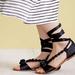 Anthropologie Shoes | Anthropologie Billy Ella 7 8 Sandals Satin Beaded Gladiator Ankle Tie Wrap Nib | Color: Black | Size: Various