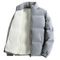 SWEPER Men'S Fleece Jacket - Plus Size Men Fleece Lined Jackets Puffer Jacket Thicken Warm Cotton Padded Jacket Autumn Winter Stand Collar Casual Coats,Grey,Xl