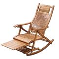 Deck Chair Garden Armchair Comfort Bamboo Rocking Chair Ergonomic Chaise Lounge Sun Lounger,Recliner Folding Chair Bamboo Rocking Chair With Foot Massage Board, Garden Outdoor Deck hopeful