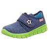Hausschuh SUPERFIT "BOBBY WMS: M IV", Kinder, Gr. 30, bunt (dunkelblau neongrün fußball), Textil, sportlich, Schuhe, Klettschuh, Kindergarten Schuh mit Fußball-Stickerei