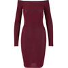 Shirtkleid URBAN CLASSICS "Urban Classics Damen", Damen, Gr. M, US-Größen, rot (burgundy), 96% Polyester, 4% Elasthan, unifarben, klassisch, skinny fit, Carmenausschnitt, Kleider Partykleid