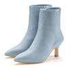 Stiefelette LASCANA, Damen, Gr. 40, blau (denimblau), Obermaterial: 100% Lederimitat. Futter: 100% Textilmaterial. Decksohle: 100% Lederimitat. Laufsohle: 100% Synthetik, unifarben, modisch, Schuhe, High-Heel Ankle Stiefel in Denim-Optik VEGAN