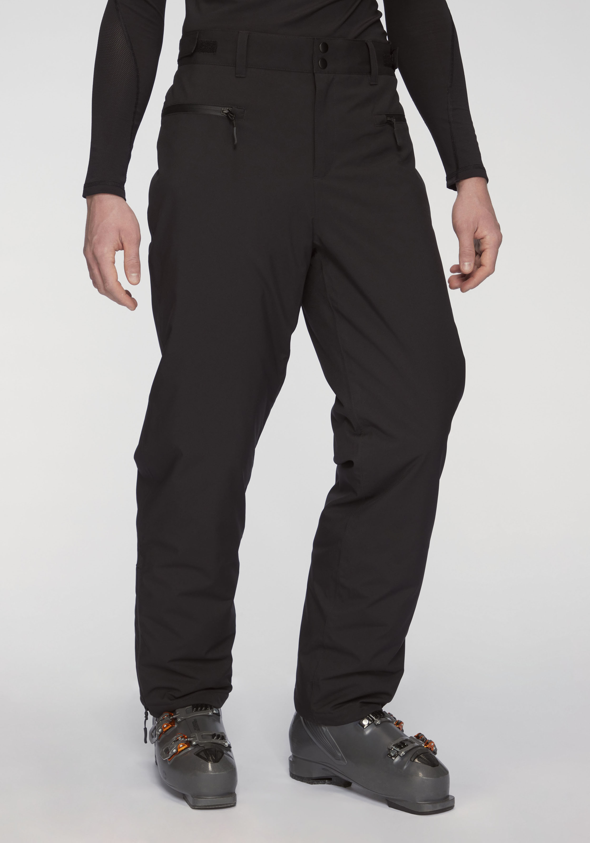 Skihose JOHN DEVIN, Herren, Gr. 54, N-Gr, schwarz (1x schwarz), Obermaterial: 96% Polyester, 4% Elasthan, unifarben, Hosen Skihose, Schneehose, Outdoorhose gefüttert mit Schneefang