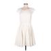 Casual Dress - DropWaist: Ivory Solid Dresses - Women's Size 8