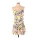 BCBGMAXAZRIA Casual Dress - A-Line Sweetheart Sleeveless: Yellow Floral Dresses - Women's Size 2