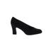 Stuart Weitzman Heels: Pumps Chunky Heel Classic Black Print Shoes - Women's Size 7 - Almond Toe