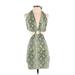 Forever 21 Cocktail Dress - Bodycon Plunge Sleeveless: Green Snake Print Dresses - Women's Size Medium