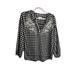 American Eagle Outfitters Tops | American Eagle Black White Checkered Embroidered Split Neck Top Womens Size S | Color: Black/White | Size: S