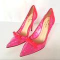 Kate Spade Shoes | Kate Spade Neon Pink Lisa Lace Pointed Toe Stiletto Heel Pumps Size 7.5 B | Color: Pink | Size: 7