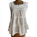 Free People Tops | Free People Cap Sleeve Embroidered Detail Peasant Blouse Euc Size Large | Color: Cream | Size: L