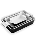 Swuut Casserole Dishes Set for Oven 33 x 23.5cm 13x9 inch, 4000ml Porcelain Baking Dishes, Ceramic Bakeware 3pcs Set,Kitchen Rectangular Deep Lasagna Pans with Handle