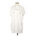 DKNY Casual Dress - Shift Collared Short sleeves: Ivory Solid Dresses - Women's Size Medium