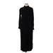 Silence and Noise Casual Dress - Midi High Neck Long sleeves: Black Print Dresses - Women's Size Small