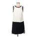 CeCe by Cynthia Steffe Casual Dress - Shift Scoop Neck Sleeveless: Ivory Color Block Dresses - Women's Size 6