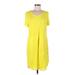 Splendid Casual Dress - Shift Scoop Neck Short sleeves: Yellow Print Dresses - Women's Size Medium