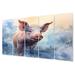 Design Art Sweet Piglette - Animals Metal Wall Art Living Room Set Metal in Blue/Pink | Wayfair MT103284-401