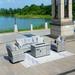 Hokku Designs Braddon 4 Piece Rattan Sofa Group w/ Cushions Metal in Gray | 32.28 H x 72.04 W x 29.13 D in | Outdoor Furniture | Wayfair