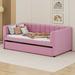 Cosmic Twin Size Daybed w/ Ergonomic Design Backrest & Trundle Upholstered/Velvet in Pink | 28.9 H x 41.9 W x 79.7 D in | Wayfair COS80000729AAH