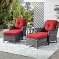 Hummuh Carolina 2 - Person Outdoor Seating Group w/ Cushions in Gray/Red | Wayfair PW0161726-5